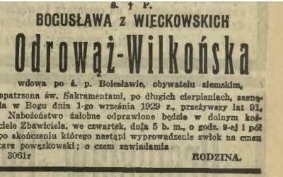 Wilkoński August herbu Odrowąż w Łopusznie